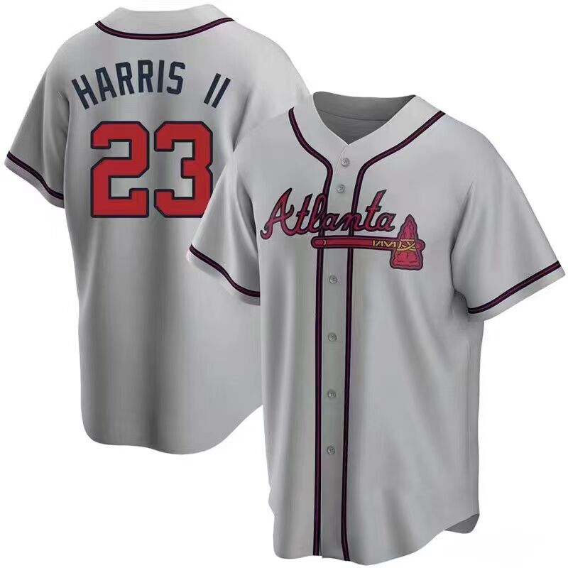 Men's Atlanta Braves #23 Michael Harris II Gray Cool Base Stitched Jersey